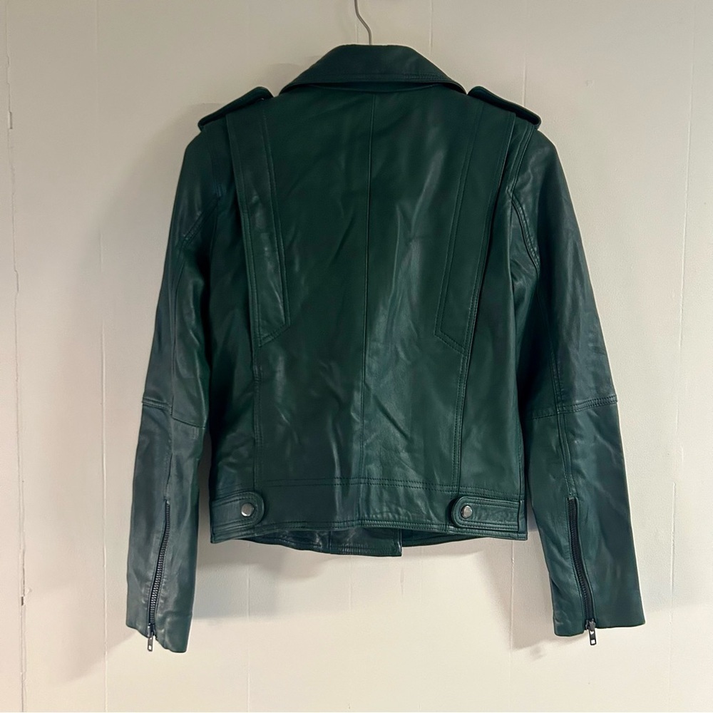 Walter Baker Leather Biker Jacket in Green sz XS - Picture 4 of 5